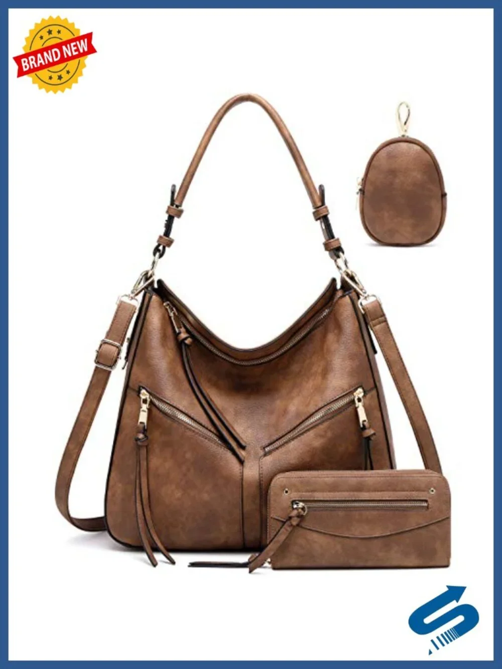 Hobo Bag for Women Faux Leather Shoulder Crossbody Purse